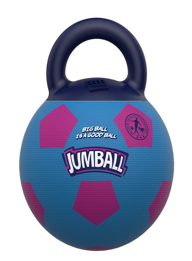 جيجوي كرة قدم GiGwi Jumball للكلاب، كرة مطاطية متينة للعب التفاعلي العنيف، مقبض سهل الإمساك للشد والجلب والرمي، مزودة بمضخة هواء، تشجع على التمرين، تقلل من الملل، لون أزرق، مقاس متوسط/كبير - Image 2